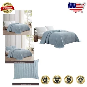 Elegant Blue Chenille Bedspread, King Size - Soft Cotton Bedding for All Seasons - Picture 1 of 7