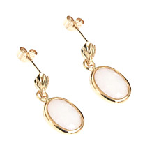 New 9ct Gold Real Opal Oval Drop Earrings Made in UK Birthday Gift Boxed