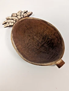 Vintage handgeschnitzt Holz Ananas Schale Schmuck Schale primitives Dekor TIKI 12 Zoll - Bild 1 von 14