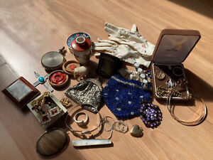 Lot Vintage Jewellery Silver & Curio Items Hallmarked Oddments Gold Filled