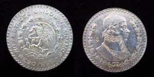 Mexico 1 Peso 1966 0.100 Silver Jose Morelos Mexicanos World Coin i0726 - Picture 1 of 3