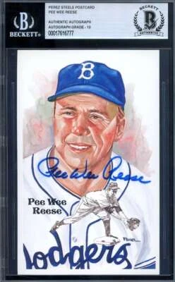 Pee Wee Reese Gem Mint 10 Beckett BAS Firmado Pérez Steele Postal Autógrafo Foto 1 de 2