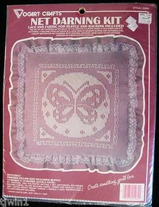VOGART CRAFTS NET DARNING KIT STYLE#2526B BUTTERFLY PILLOW KIT NEW & SEALED KIT! - Picture 1 of 2