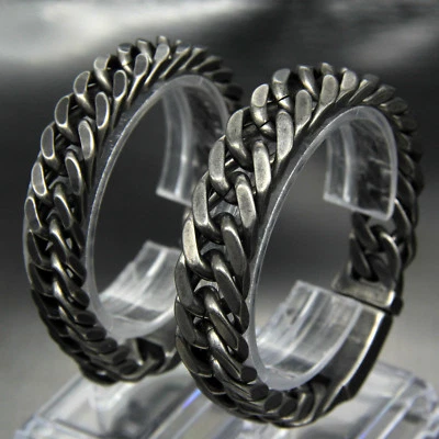 12/15mm Men's Chain Boy's Curb Cuban Link Gunmetal 316L Stainless Steel Bracelet - Image 1 of 4