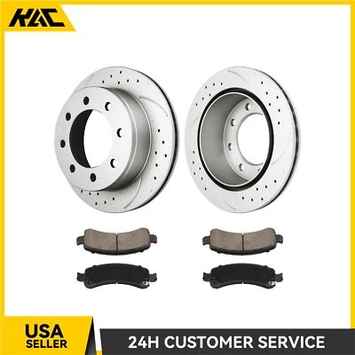 Rear Drilled Rotors + Ceramic Brake Pads For Chevrolet Express & GMC Savana 3500 - Image 1 of 4