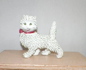VINTAGE ITALY ITALIAN WHITE SPAGHETTI CAT FIGURINE - Picture 1 of 8