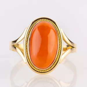 Vintage Ring (750er Gold) mit Koralle - Bild 1 von 6