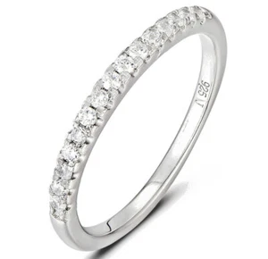 1.8mm Sterling Silver Half Eternity Wedding Band CZ Engagement Ring 2.5-15 ML59E - Picture 1 of 3