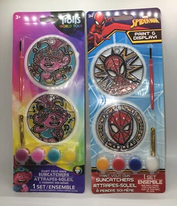 2x Suncatchers Paint Your Own Trolls World Tour & Spiderman Paint & Display Neu - Bild 1 von 6