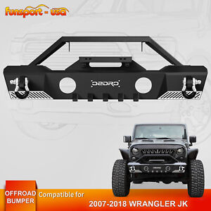 Stubby Front Bumper for 2007-2018 Jeep Wrangler JK & Unlimited w/ 2x D-Rings