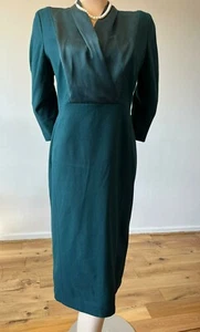 HOBBS V NECK DRESS **worn once** UK 12 US 8 GREEN 64% POLYESTER 33% VISCOSE - Picture 1 of 10
