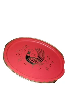 Vintage Tttaxey Rot & Gold Tablett - Bild 1 von 3