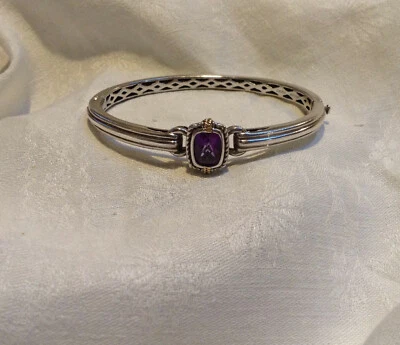  Juego de bisel facetado Lorenzo de plata de ley de 18 quilates pulsera con bisagras de amatista 20 g Foto 1 de 4