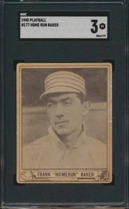 1940 Play Ball Home Run Baker #177 HOF New York Yankees SGC 3 - Picture 1 of 4