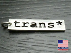 Porte-clés pendentif plus grand étiquette transgenre LGBTQ en argent sterling fabriqué à la main