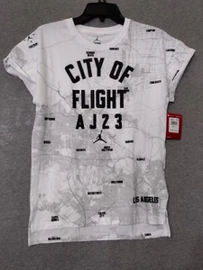 Air Jordan Jumpman City Of Flight Cities T-Shirt Mens White/Black 464880-001 L - Picture 1 of 9