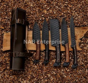 Custom Handmade HAND FORGED CARBON STEEL CHEF KNIFE Set Kitchen Knives-Cutlery - Picture 1 of 9