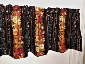 Fall Autumn Thanksgiving Curtain Valance Sunflower Farmhouse Stripe 14" x 42" - Picture 1 of 5