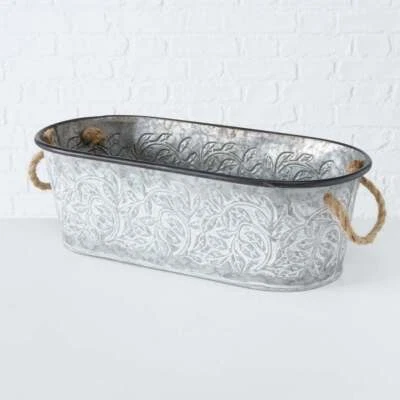 Deko Pflanztopf Pflanzgefäß Vergel Metall Eisen Kordel Griff Blumentopf 63,5 cm - Bild 1 von 3