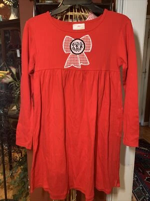 Vestido Boutique Lolly Wolly Doodle Niñas 12 Rojo Tejido LS Monograma SRA  Foto 1 de 4