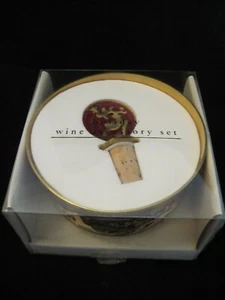 Pier 1 Holiday Wine Accessory Set Reindeer Sleigh Coaster & Bottle Stopper **NIB - Picture 1 of 4