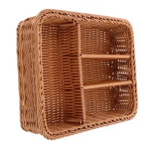 Restaurant Serving Basket Cutlery Storage Tray Rattan Baskets Storage - Picture 1 of 12