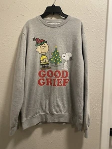 Peanuts Charlie Brown Snoopy Christmas Good Grief Vintage Style Pullover Gr. L - Bild 1 von 3