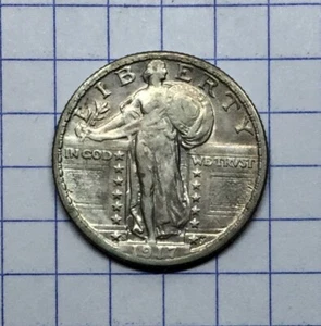 Mazuma *FC163 United State America 1917 Quarter Dollar 25C Type 2 Silver AUNC - Picture 1 of 2