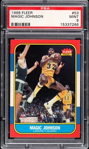 1986 Fleer Magic Johnson Basketball Card #53 PSA 9 Mint LA Lakers Cards - Picture 1 of 2