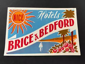 Vintage Etikett Werbung Hotel Hotels Europa Nizza Frankreich Brice & Bedford #150 - Bild 1 von 3