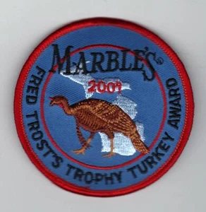 2001 FRED TROST TURKEY HUNTING AWARD PATCH - MICHIGAN DEER-BEAR-TURKEY-ELK-FISH - Picture 1 of 1