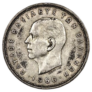 Griechenland 20 Drachme 1960 Silber Paul I KM.85 Schön.25 münze Greek - Picture 1 of 2