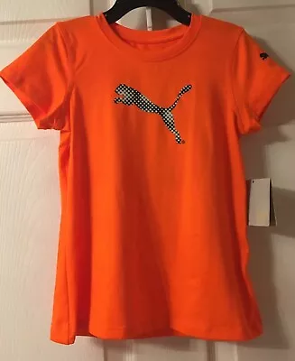 NWT Puma Girl’s Neon Orange Shirt 6 Logo Bright - Image 1 of 4