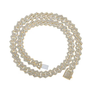 10kt Yellow Gold Mens Round Diamond Cuban Curb Link Chain Necklace 21-3/4 Cttw - Picture 1 of 1