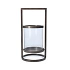 Glass & Iron Candle Holder Lantern H: 25cm Bronze by Gisela Graham