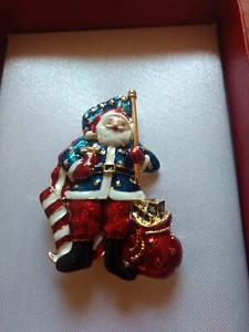 Christopher radko Patriotic Christmas Santa Claus brooch nib - Picture 1 of 1