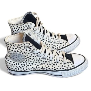 Converse Chuck Taylor High Top Sneakers Women’s 7 Cream Polka Dot Leopard - Picture 1 of 10