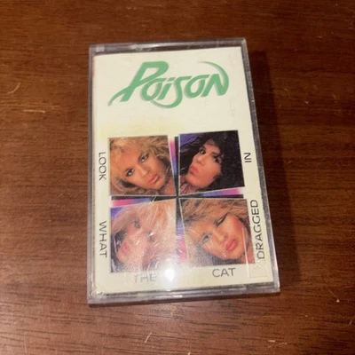 POISON Look What The Cat Dragged In ~ Vintage 1986 Cassette Tape, Glam Rock Band Foto 1 de 2