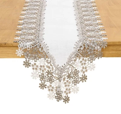 Camino de mesa de encaje floral, bufanda de tocador, 72 pulgadas de largo - Image 1 of 4