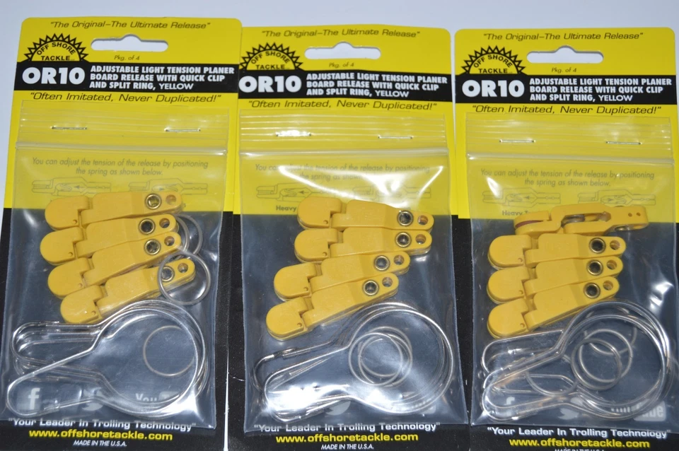 off Shore Tackle OR10 Adjustable Light Tension Planer Board Release Pkg. of 4
