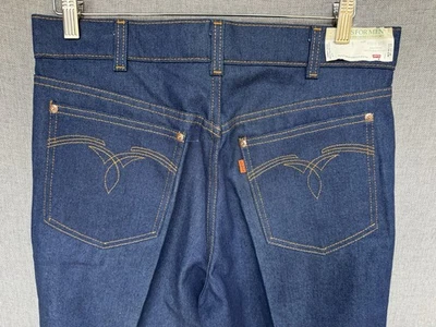 Jeans Levis Vintage 34x34 Naranja Tab Skosh More Room Azul Denim Lavado Oscuro Años 70 Foto 1 de 4