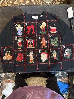 Suéter Bonito Feo Estilo Punto de Cruz ABC Colección Marisa Christina 2001 XL Foto 1 de 4