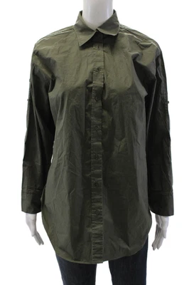 Massimo Dutti Womens Cotton Collar Long Sleeve Button Down Shirt Green Size S - Image 1 of 4