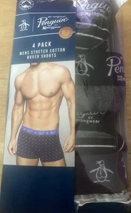Penguin 4 Pack Mens Stretch Cotton Boxer Shorts Large BNIB - Picture 1 of 5