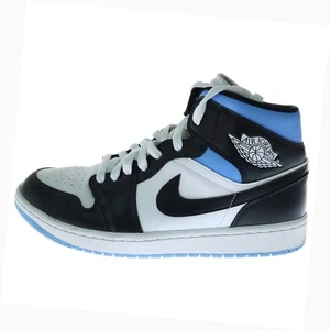 Nike WMNS Air Jordan 1 Mid University Blue Women Cut Sneaker Black US11 Used e52 - Picture 1 of 7