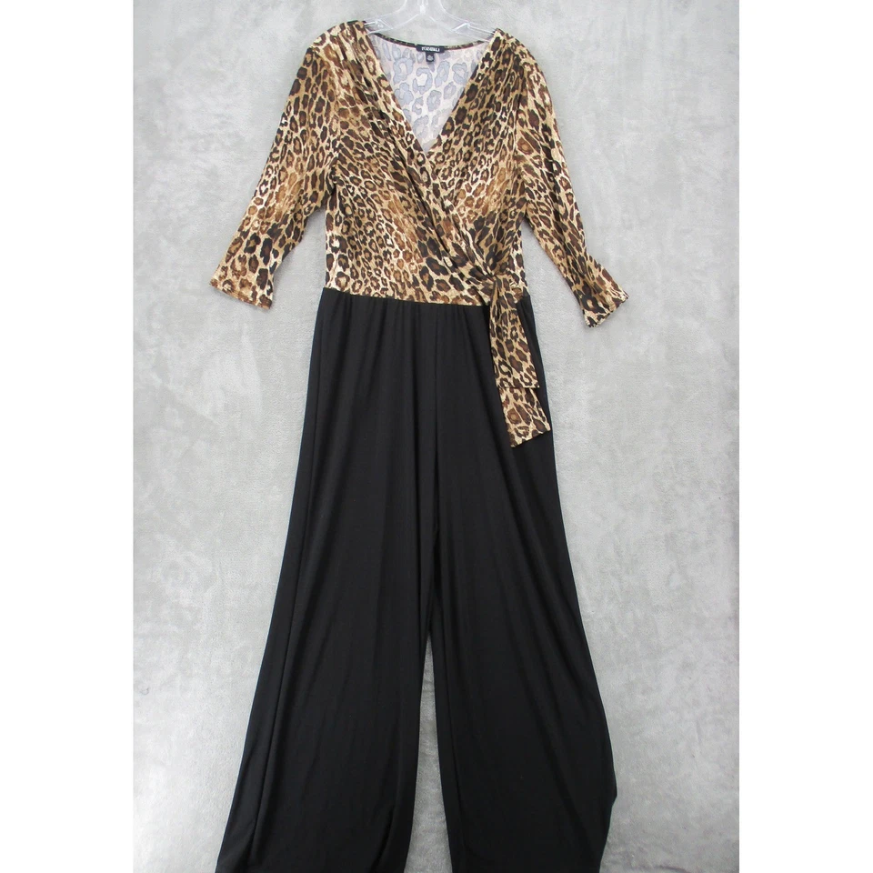 Mono ROZ ALI XL Estampado de Leopardo Imitación Envoltura Pierna Ancha Elastizado Tejido Evento Corbata Lateral Foto 1 de 4