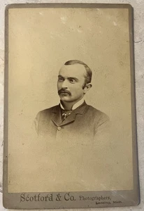 Scotford & Co. Lansing Michigan Cabinet Card Photo Mustached Gentleman Antique - Picture 1 of 5