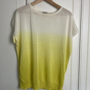 Monsoon Linen Blend Top Size L UK 14 16 Cream Yellow Ombre Knit Stretchy Slouchy - Picture 1 of 9