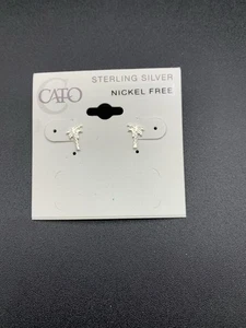 Cato Sterling Silver Palm Tree Stud Earrings New - Picture 1 of 3
