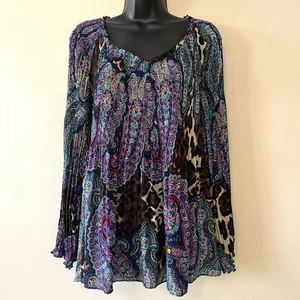Allison Taylor Xl Blouse Flowy Artsy Top Animal Print Paisley Fairy Dark - Picture 1 of 12